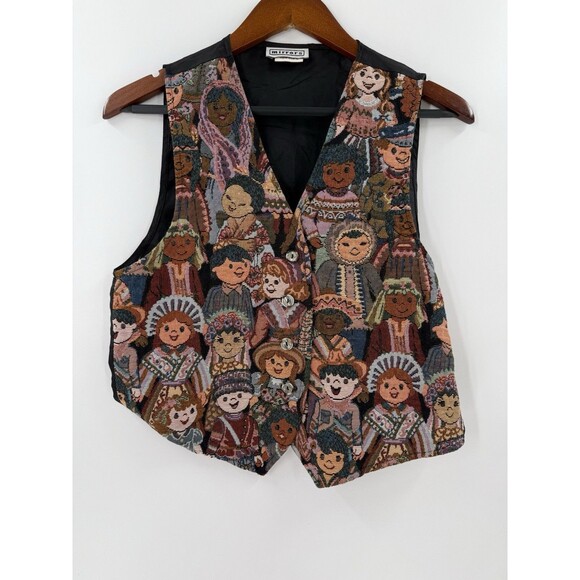 Vintage Mirrors Vest Womens SMALL Tapestry Children of the World Uncanny Novelty - Picture 1 of 8